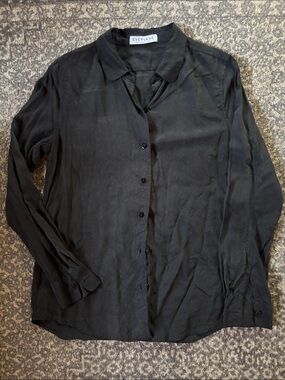 Everlane Black Silk Long-Sleeve Button Shirt